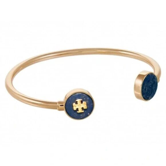 NWT Tory Burch Gold Kira Semi-Precious Cuff Bracelet, Blue Lapis - Picture 2 of 5